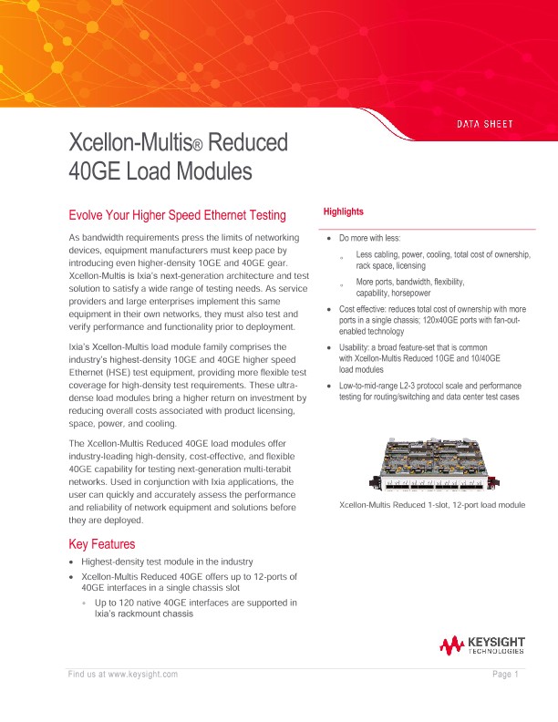 Xcellon-Multis® Reduced 40GE Load Modules