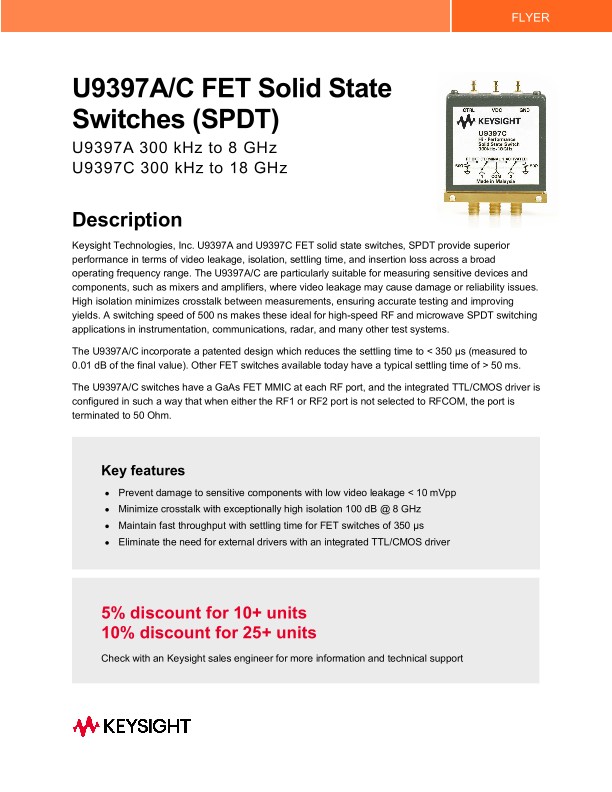 U9397A/C FET Solid State Switches (SPDT)