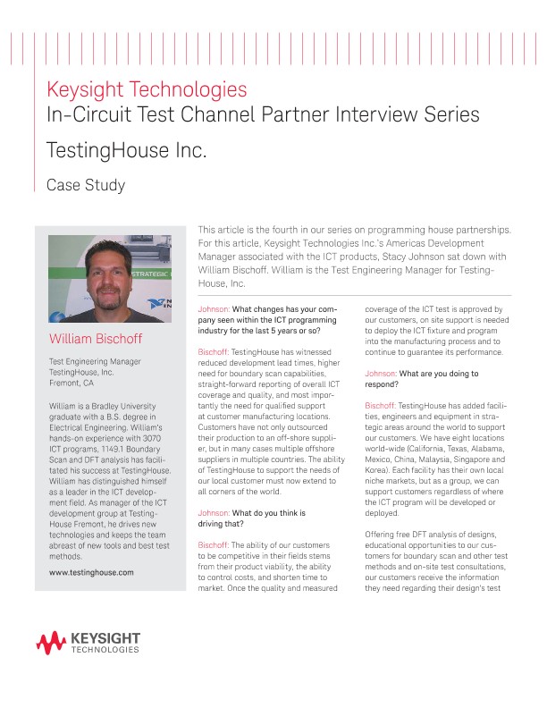 In-Circuit Test Channel Partner Interview Series—TestingHouse Inc.