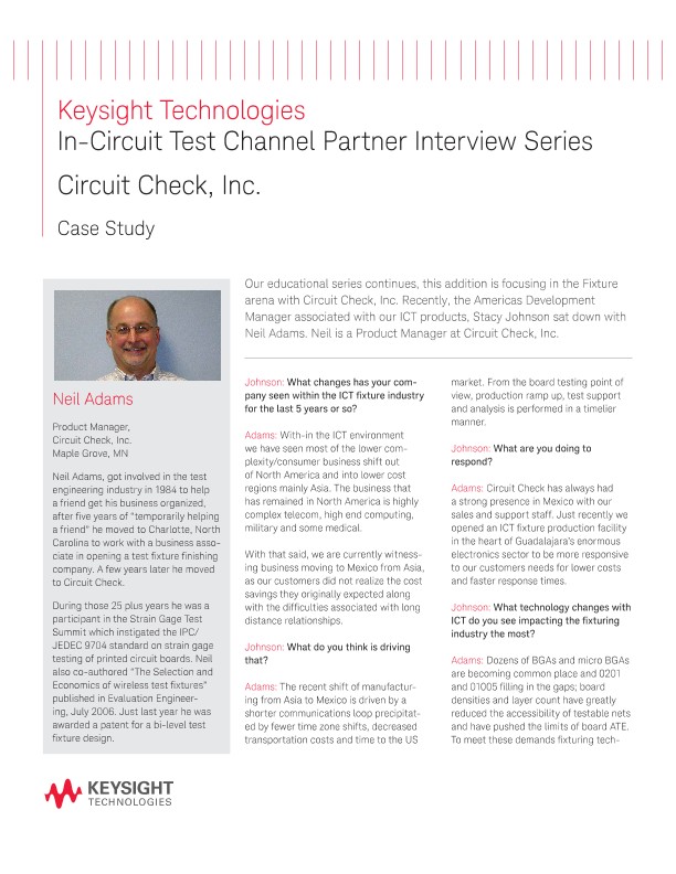 In-Circuit Test Channel Partner Interview Series—Circuit Check, Inc.