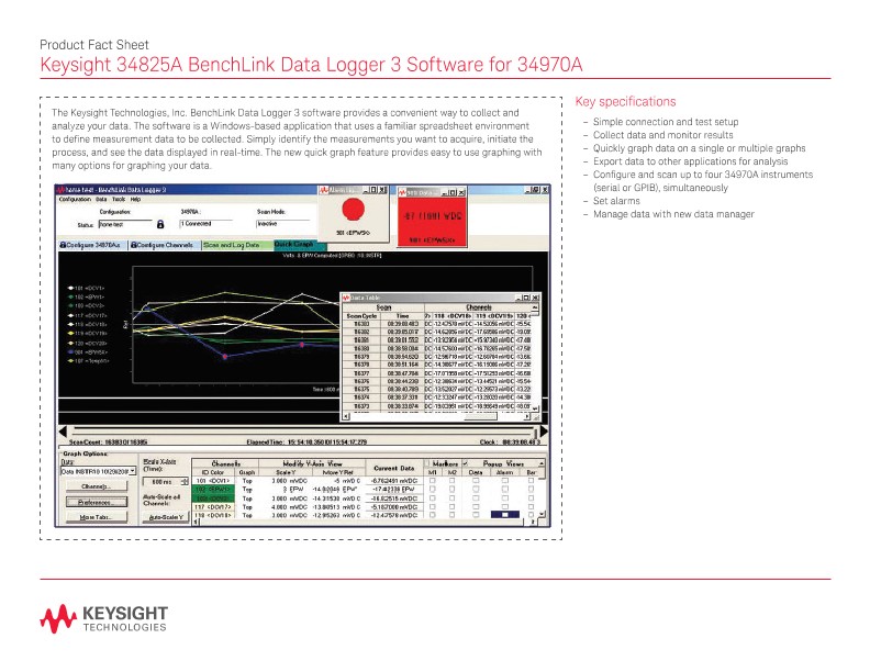 34825A BenchLink Data Logger 3 Software for 34970A