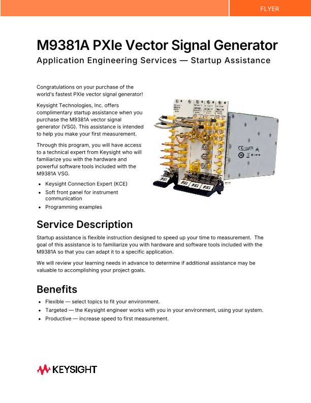 M9381A PXIe Vector Signal Generator Startup Assistance