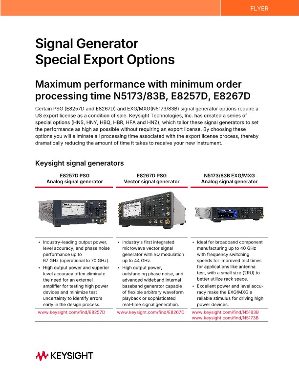 Signal Generator Special Export Options