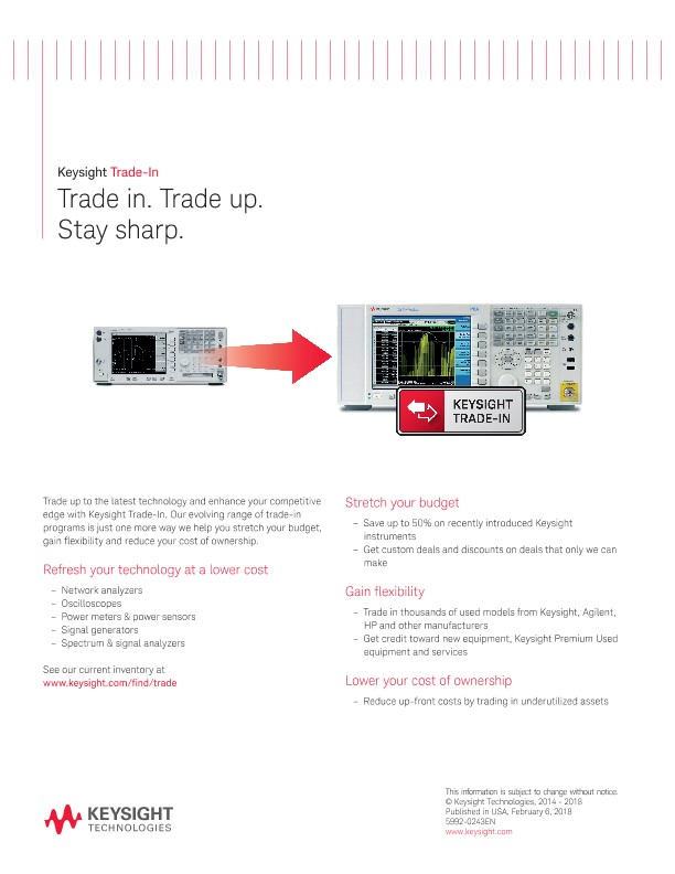 Keysight Trade in. Trade up. Stay sharp. 