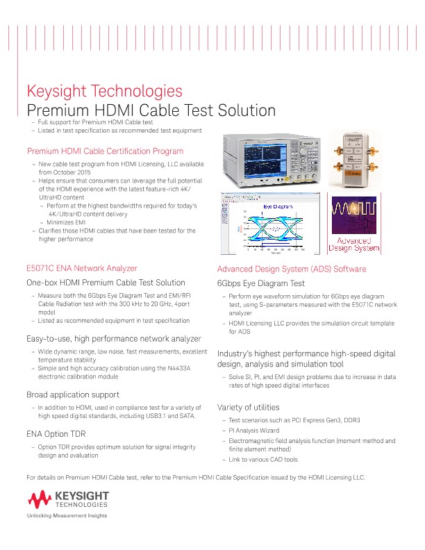 Premium HDMI Cable Test Solution