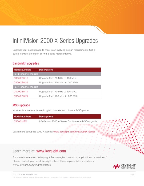 InfiniiVision 2000 X-Series Upgrades