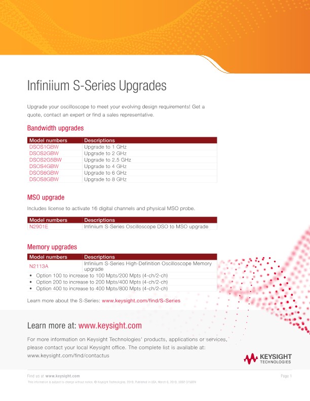Infiniium S-Series Upgrades PDF Asset Page | Keysight