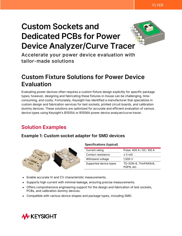 Custom Sockets and Dedicated PCBs for Power Device Analyzer/Curve Tracer