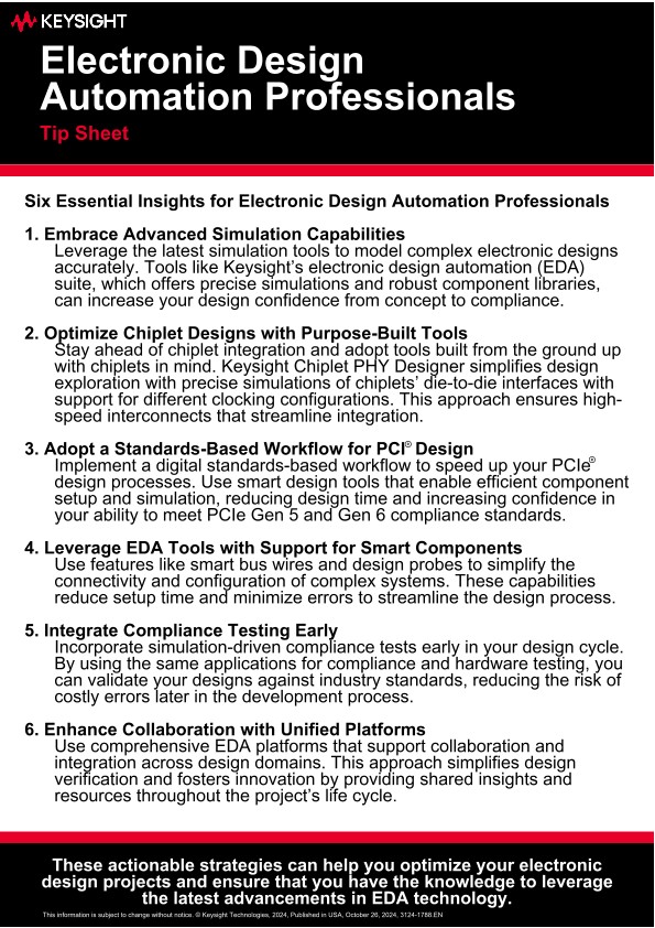 Electronic Design Automation Professionals Tip Sheet