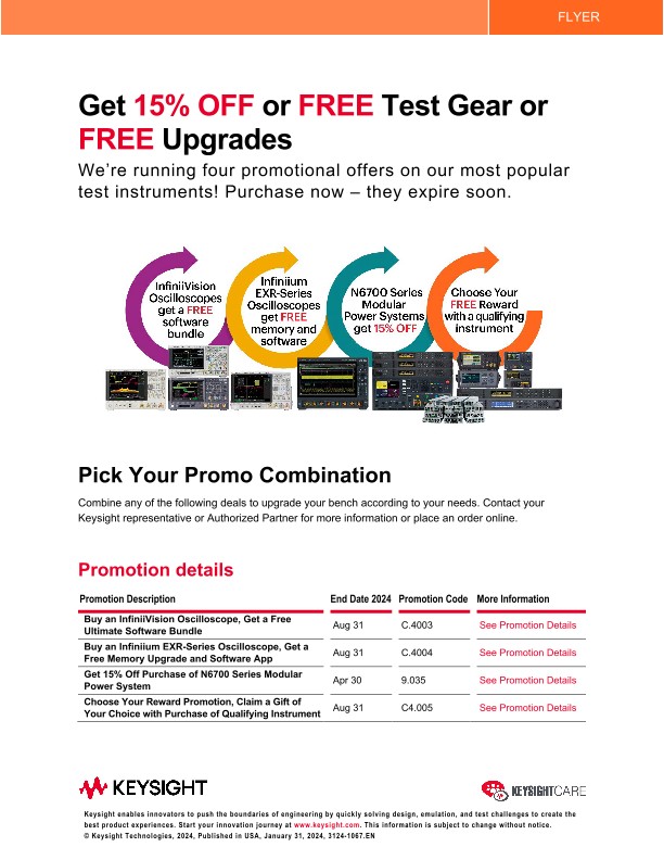 Get 15% OFF or FREE Test Gear or FREE Upgrades