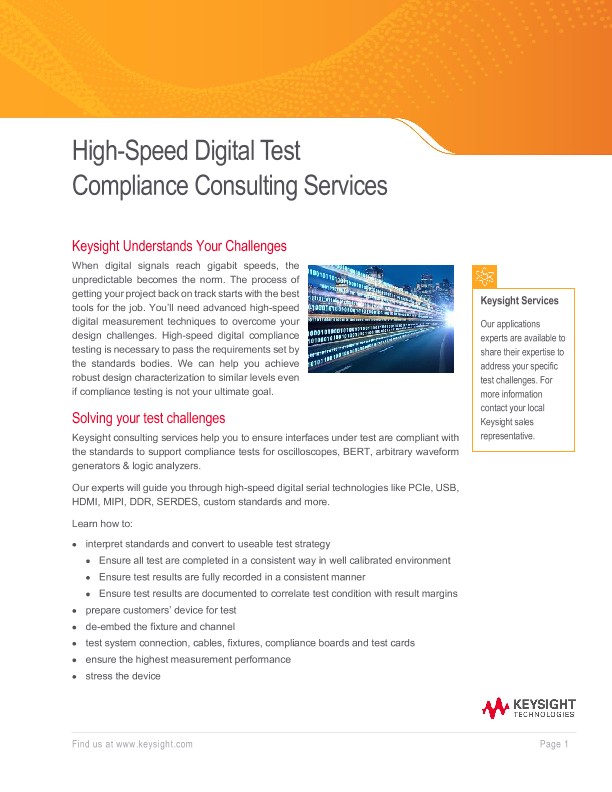 High-Speed Digital Test Compliance Consulting Services