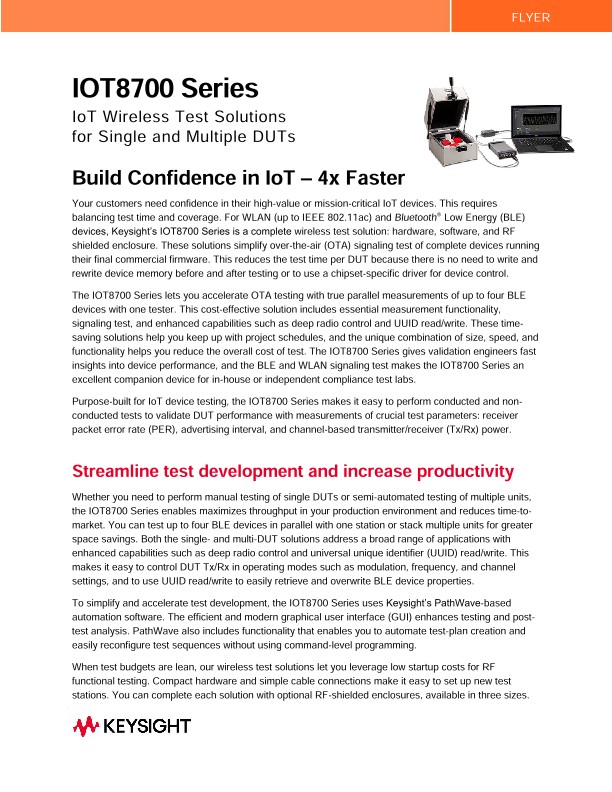 IOT8700 Series IoT Wireless Test Solutions for Single and Multiple DUTs
