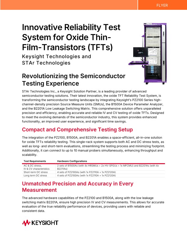 Innovative Reliability Test System for Oxide Thin-Film-Transistors (TFTs)