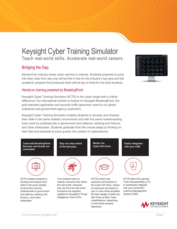Keysight Cyber Training Simulator