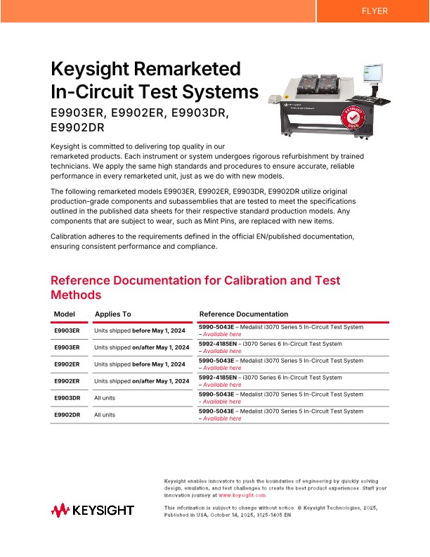 Keysight Remarketed In-Circuit Test Systems PDF Asset Page | Keysight