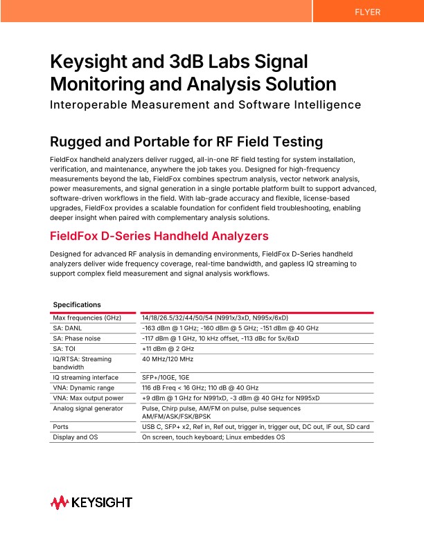 Keysight and 3dB Labs Signal Monitoring and Analysis Solution