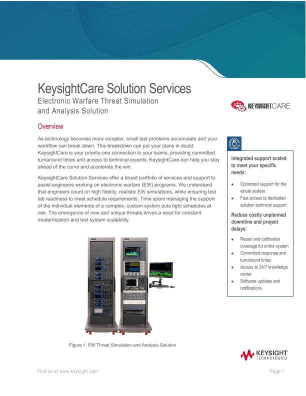 KeysightCare Solution Services Electronic Warfare Threat Simulation and Analysis Solution