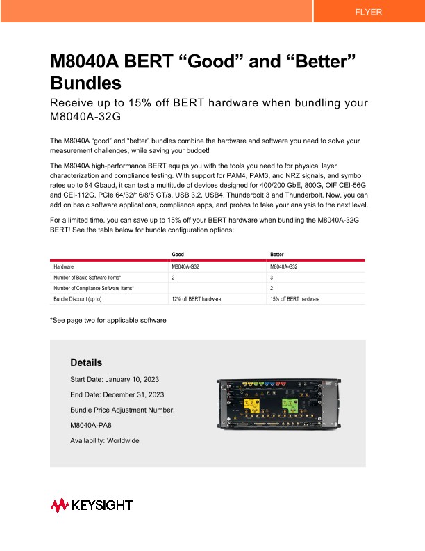 M8040A BERT “Good” and “Better” Bundles PDF Asset Page | Keysight