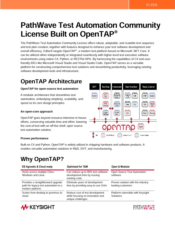 PathWave Test Automation Community License Built on OpenTAP