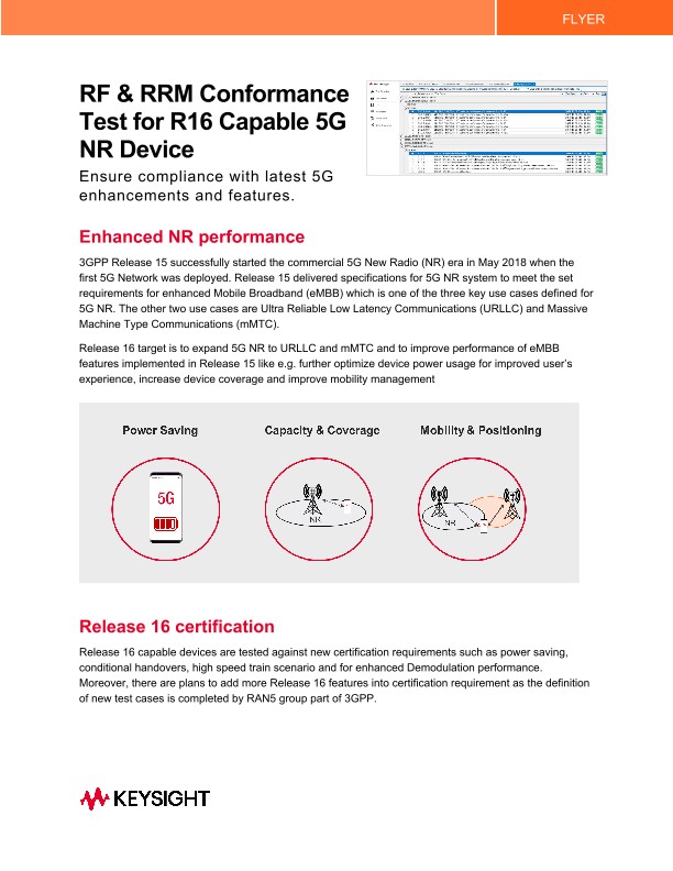 RF & RRM Conformance Test for R16 Capable 5G NR Device