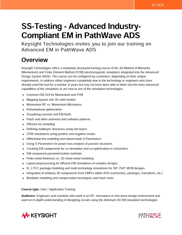 SS-Testing - Advanced Industry-Compliant EM in PathWave ADS