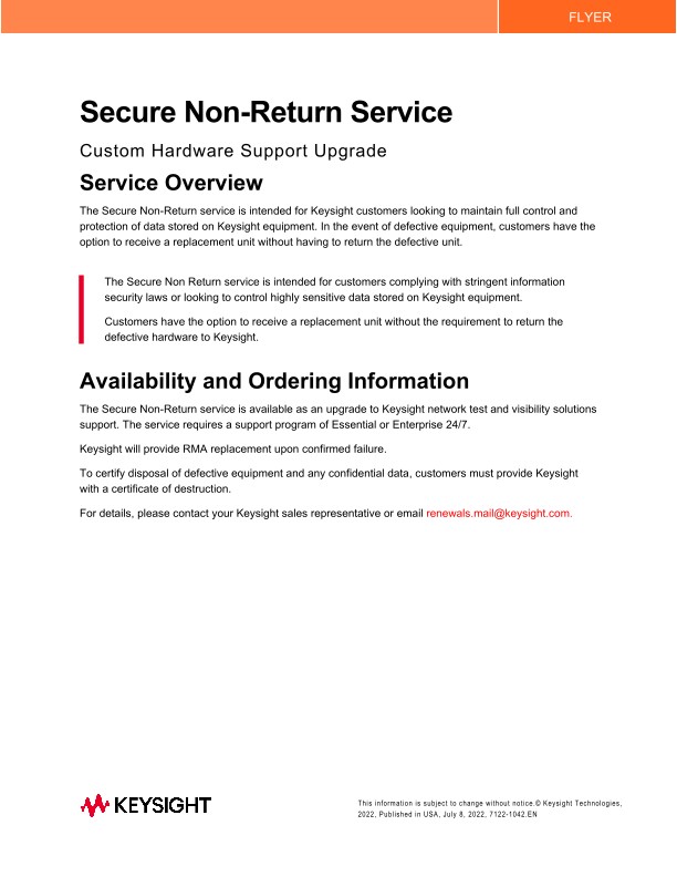 Secure Non-Return Service