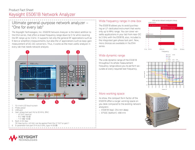 E5061B Network Analyzer – Product Fact Sheet