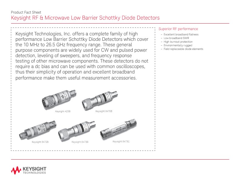 RF & Microwave Low Barrier Schottky Diode Detectors