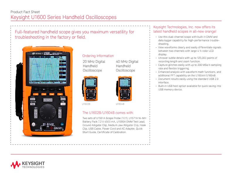 U1600 Series Handheld Oscilloscopes