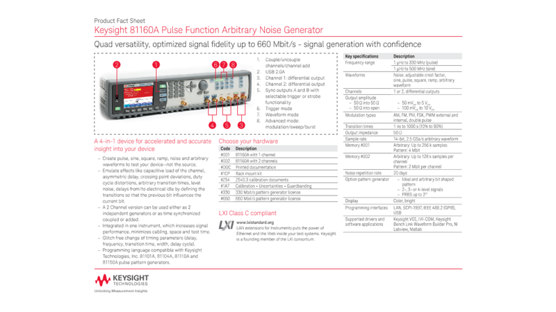 81160A 脉冲函数任意噪声发生器 | Keysight