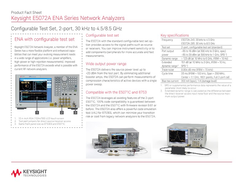 E5072A ENA Series Network Analyzers 