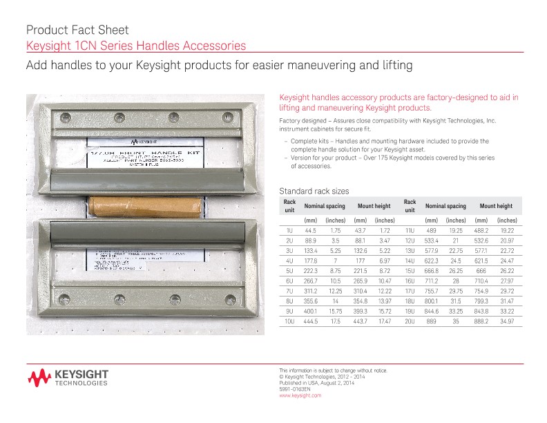 1CN Series Handles Accessories PDF Asset Page | Keysight