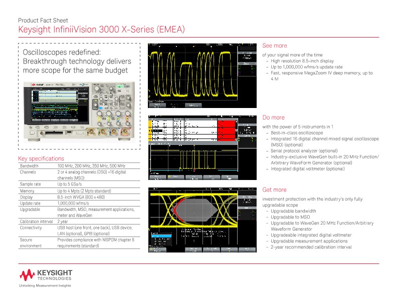 InfiniiVision 3000 X-Series (EMEA) – Product Fact Sheet