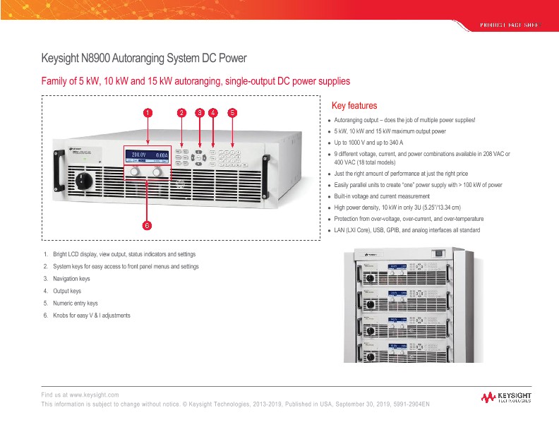 N8900 Autoranging System DC Power Supplies 