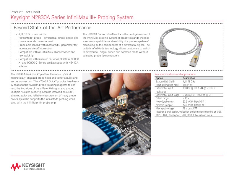 N2830A Series InfiniiMax III+ Probing System