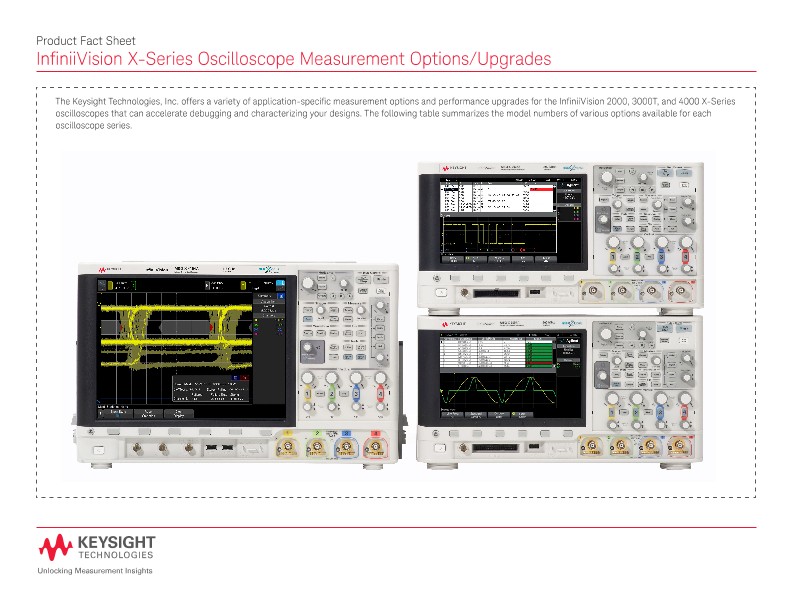 InfiniiVision X-Series Oscilloscope Measurement Options/Upgrades – Product Fact Sheet