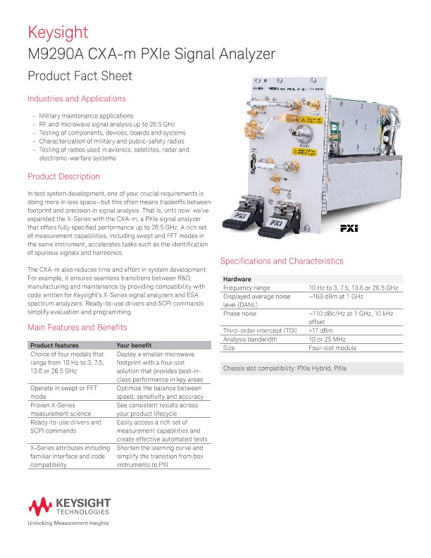 M9290A CXA-m PXIe Signal Analyzer
