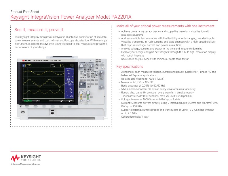 IntegraVision Power Analyzer Model PA2201A