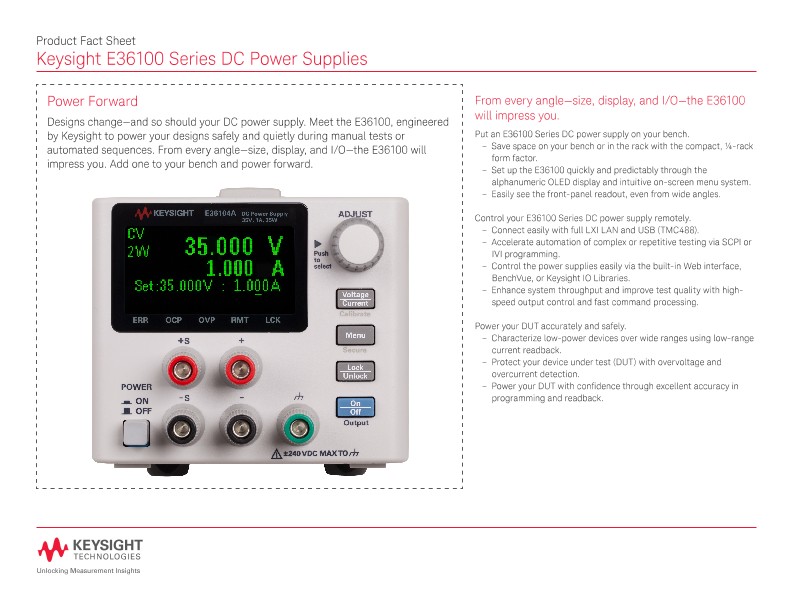 E36100 Series DC Power Supplies