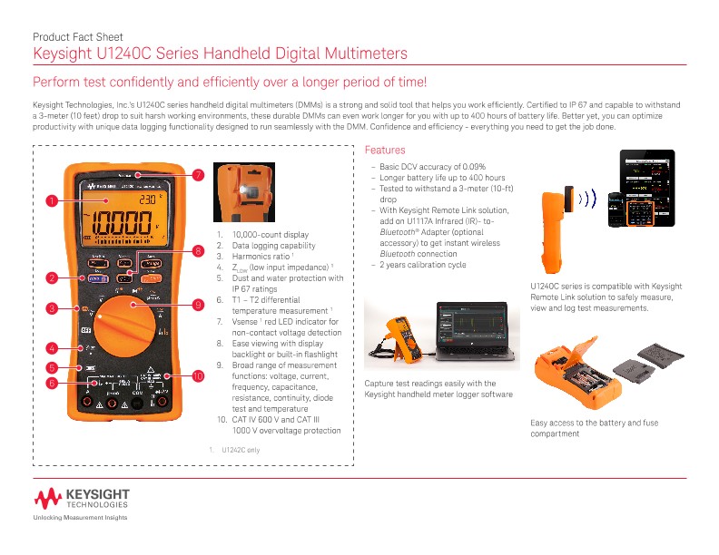 U1240C Series Handheld Digital Multimeters