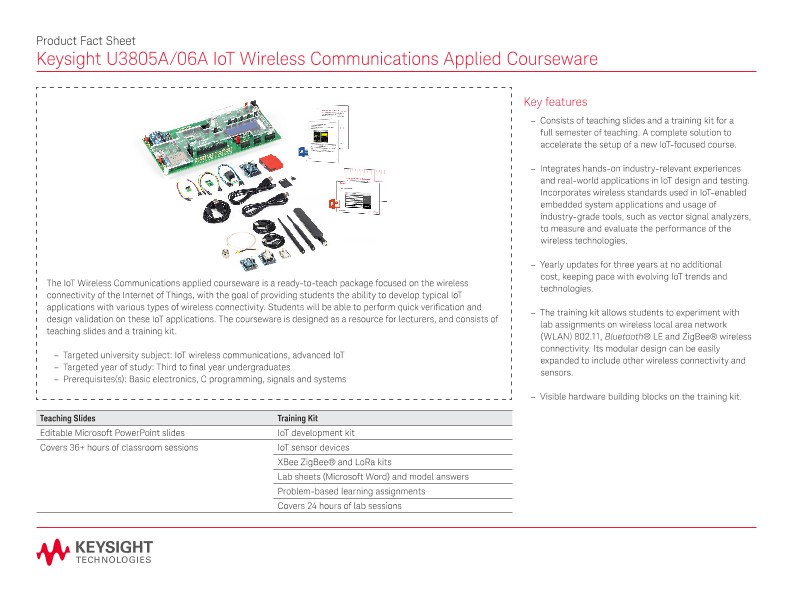 U3805A/06A IoT Wireless Communications Applied Courseware