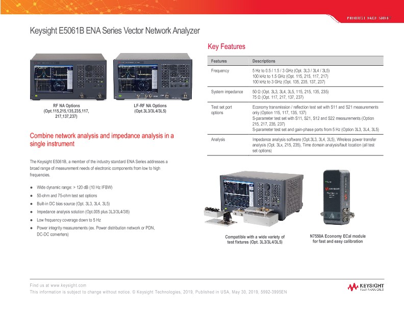 E5061B ENA Series Vector Network Analyzer