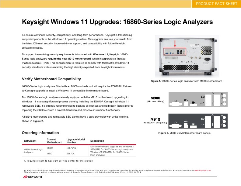 Keysight Windows 11 Upgrades: 16860-Series Logic Analyzers