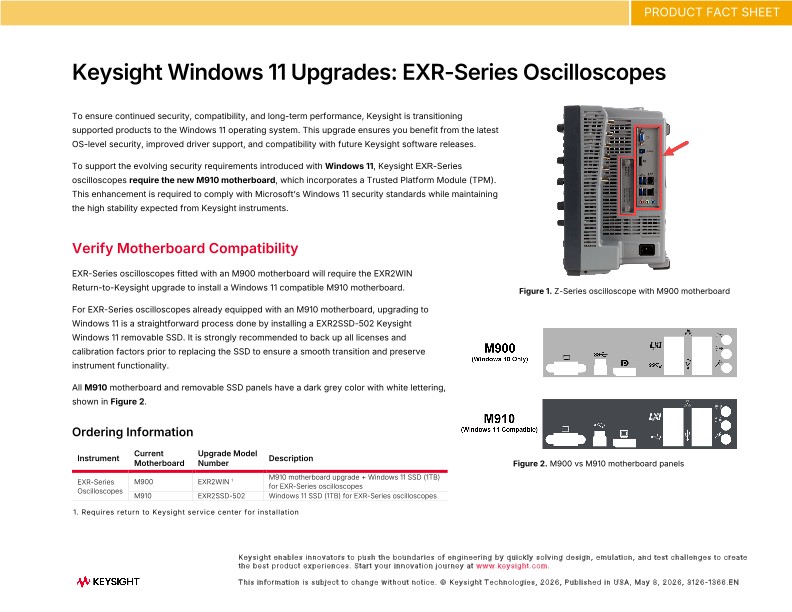 Keysight Windows 11 Upgrades: EXR-Series Oscilloscopes