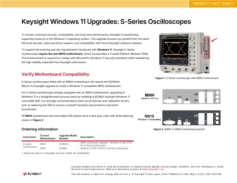 Keysight Windows 11 Upgrades: S-Series Oscilloscopes