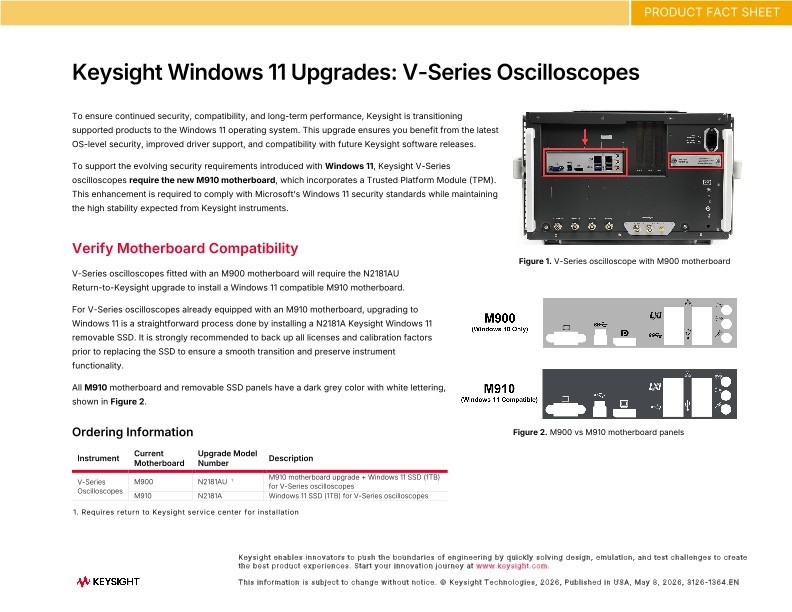 Keysight Windows 11 Upgrades: V-Series Oscilloscopes