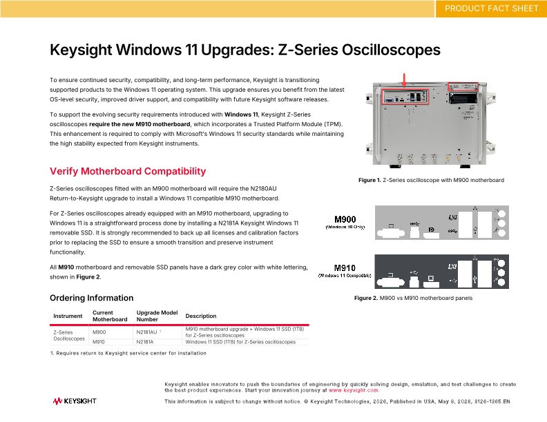 Keysight Windows 11 Upgrades: Z-Series Oscilloscopes
