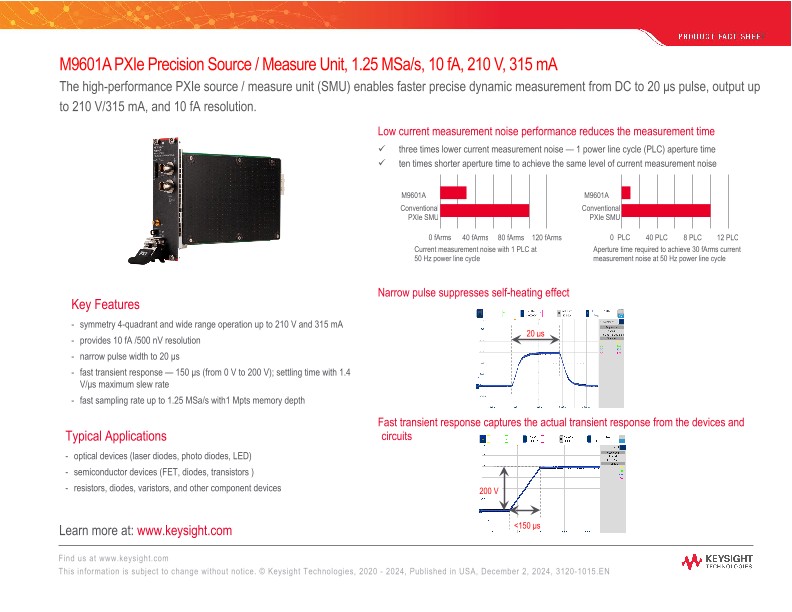 M9601A PXIe Precision Source Measure Unit