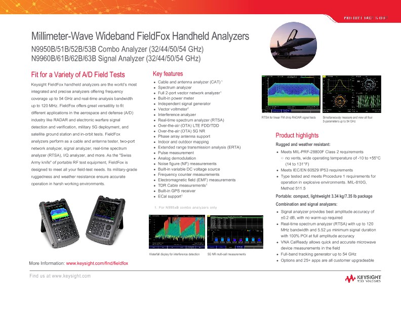 Millimeter-Wave Wideband FieldFox Handheld Analyzers