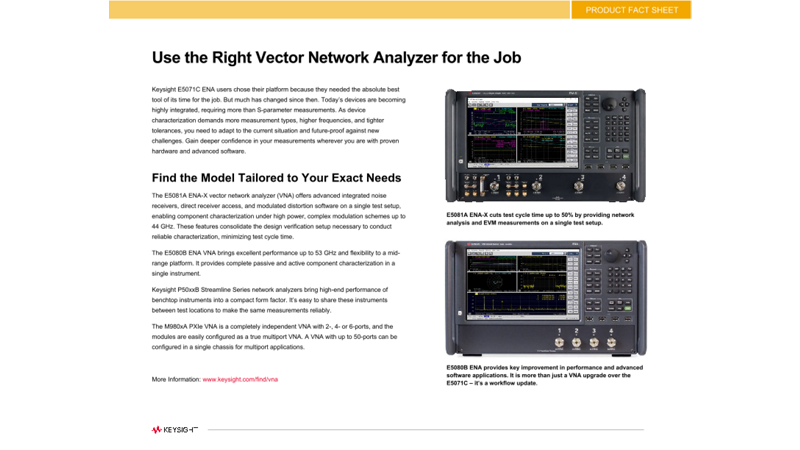 Use the Right Vector Network Analyzer for the Job